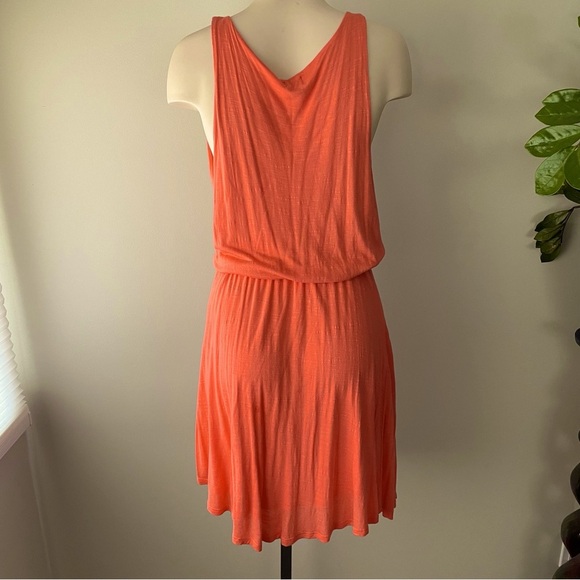 Volcom True To This Deep V Plunge Coral Midi Dress Embroidered Size Medium - Picture 4 of 8